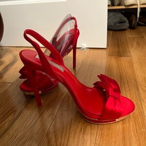 Bcbg maxazria red pumps with gold detail
